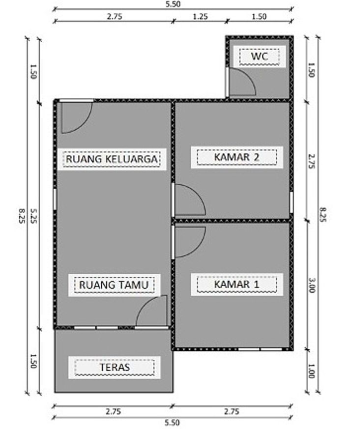foto denah rumah tipe 36 SUBSIDI perumahan GRIYA VETERAN INDAH BLOK A.