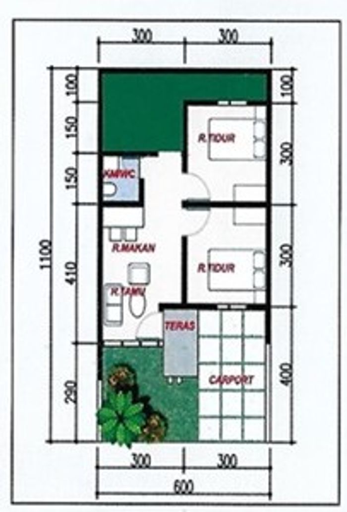 foto denah rumah tipe 36/72 perumahan PURI RAJADANU PERMAI
