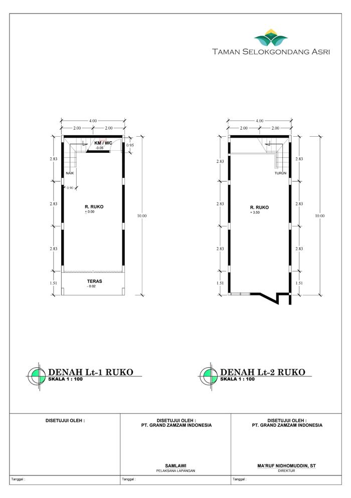 foto denah rumah tipe Ruko perumahan Taman Selokgondang Asri