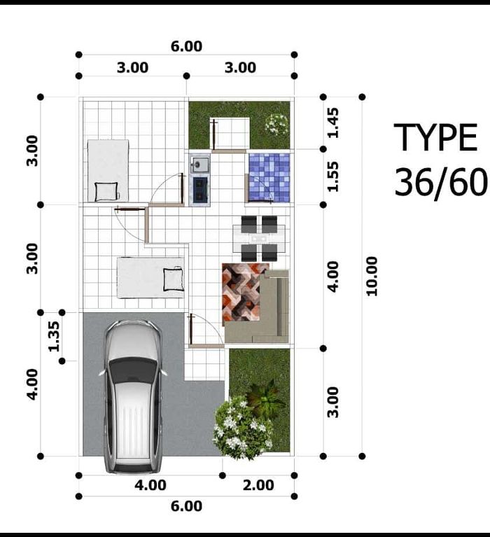 foto denah rumah tipe 36/60 perumahan WANGUN JAYA RESIDENCE