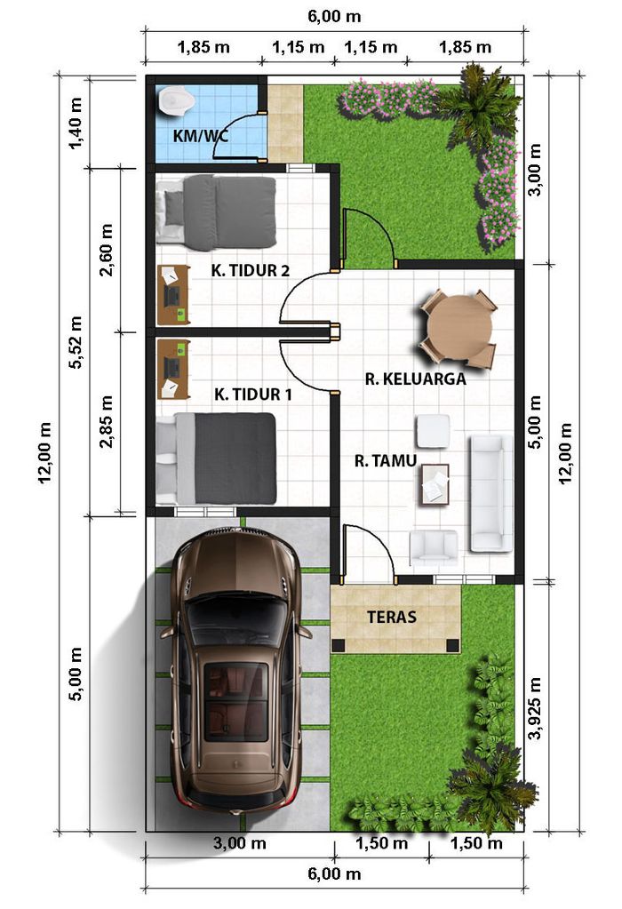 foto denah rumah tipe 36/72 perumahan GRAHA MADANI RESIDENCE