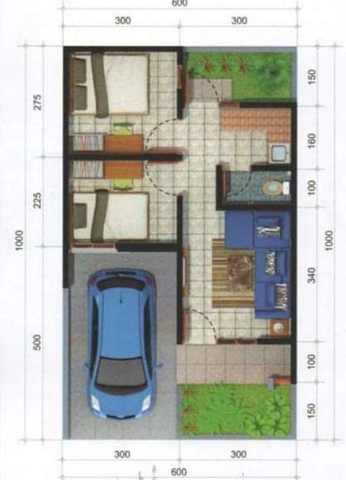 foto denah rumah tipe 60/33 perumahan V RESIDENCE GIRIMUKTI - PT.VANDANA TRIRATNA INDONESIA