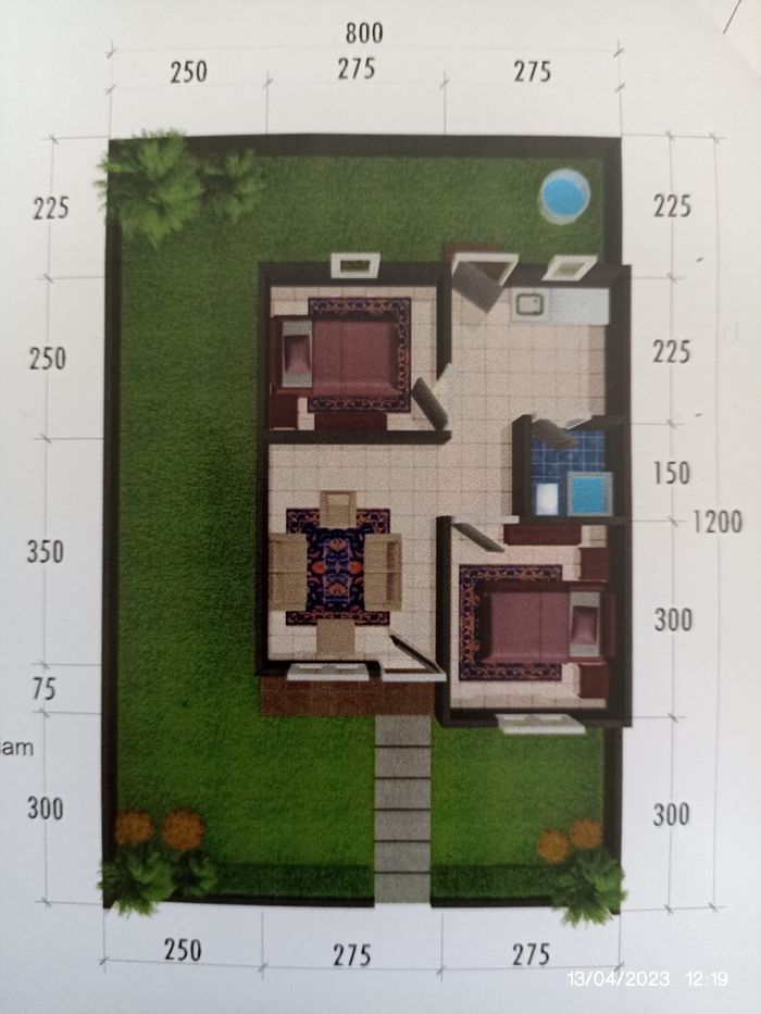 foto denah rumah tipe 36/96 Standart perumahan Palem Hijau Residence Tahap 3