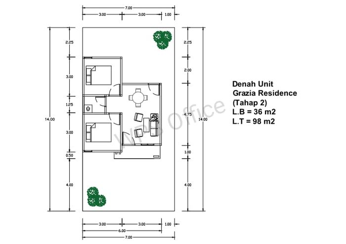 foto denah rumah tipe rumah subsidi perumahan GRAZIA RESIDENCE 2