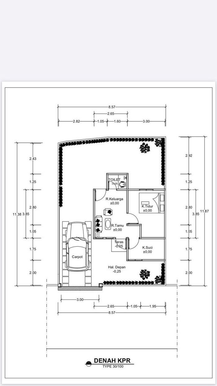 foto denah rumah tipe 30/75 M2 perumahan Perum. Puri Uma Desa
