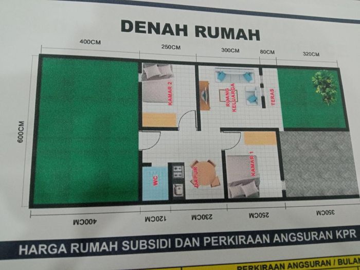 foto denah rumah tipe 36 perumahan COSTAL INDAH RESIDENCE