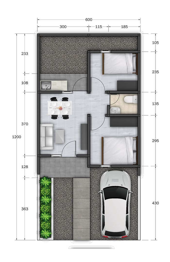 foto denah rumah tipe 36/72 perumahan Amerta Residence Mandai