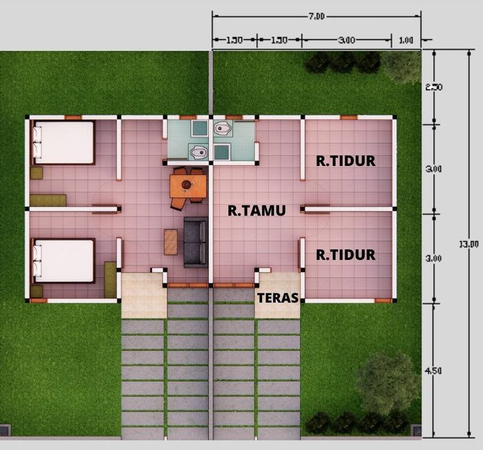 foto denah rumah tipe 36 perumahan GRAND MUTIARA RAMUNIA