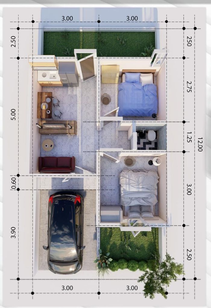 foto denah rumah tipe 36/72 perumahan MARAJA RESIDENCE