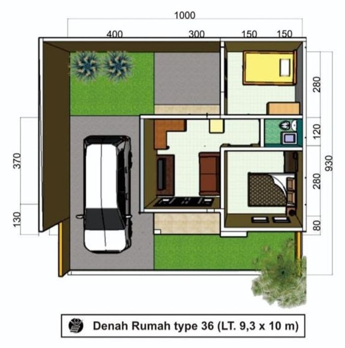 foto denah rumah tipe 36 perumahan Graha Alam Sutra 2