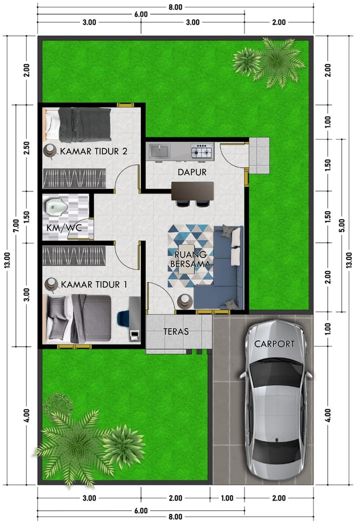 foto denah rumah tipe 36 perumahan RADEN REGENCHY 2