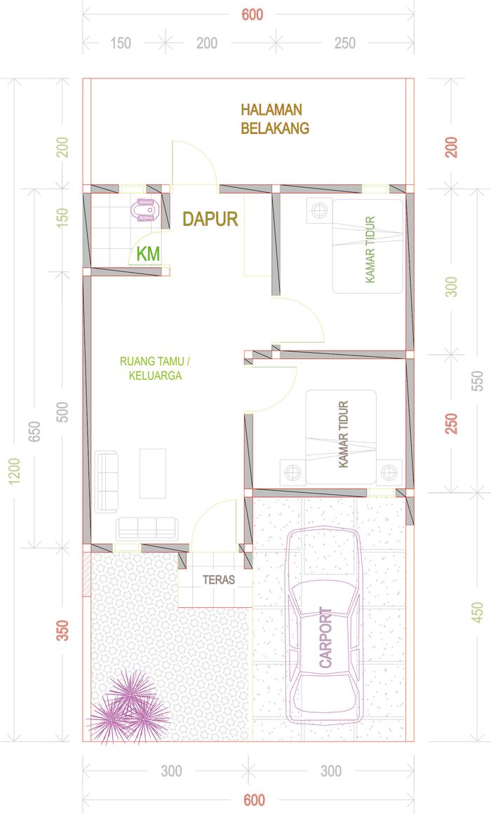 foto denah rumah tipe 36/72 perumahan VILLA BUKIT RESIDENCE