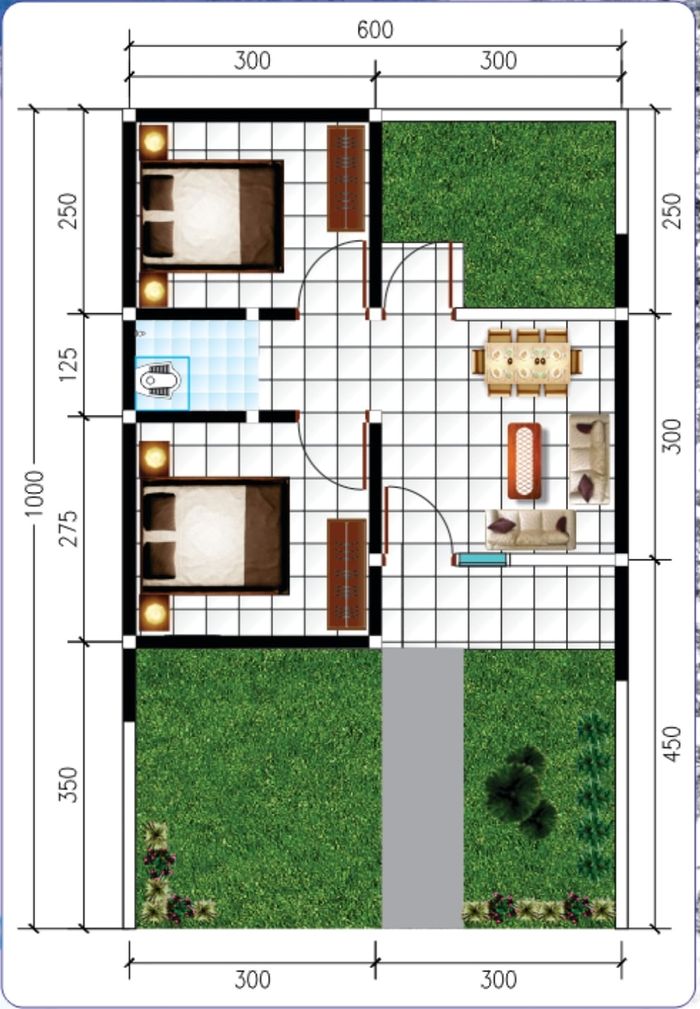 foto denah rumah tipe T 30/60 perumahan PERMATA HARAPAN SARIMUKTI