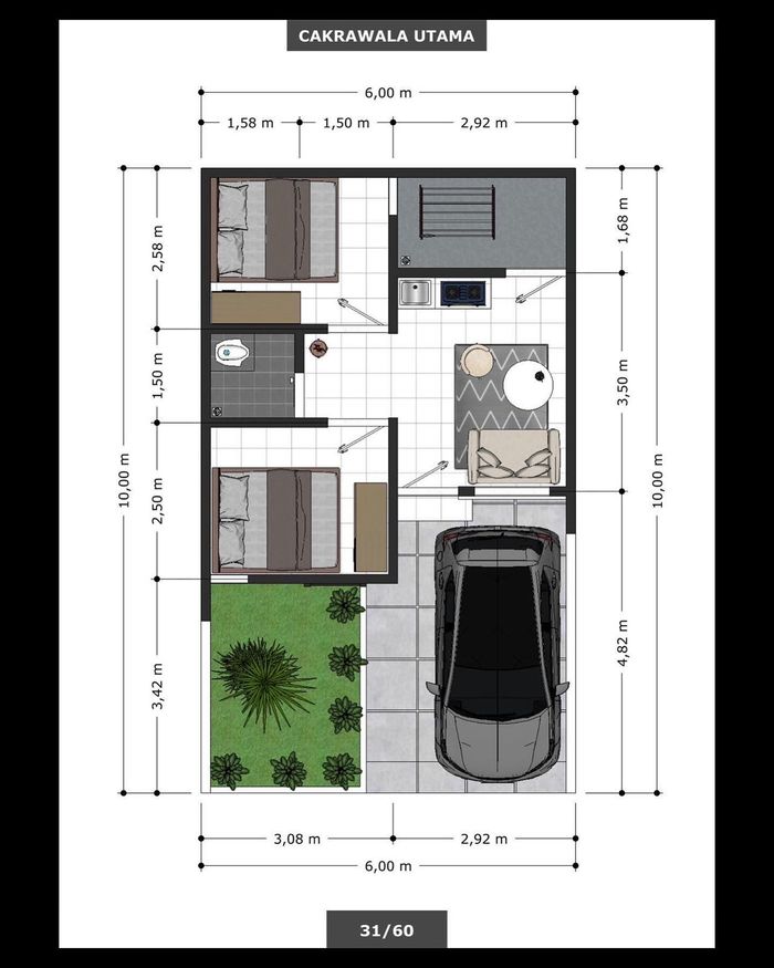 foto denah rumah tipe 30 perumahan Cakrawala Utama Residence 1