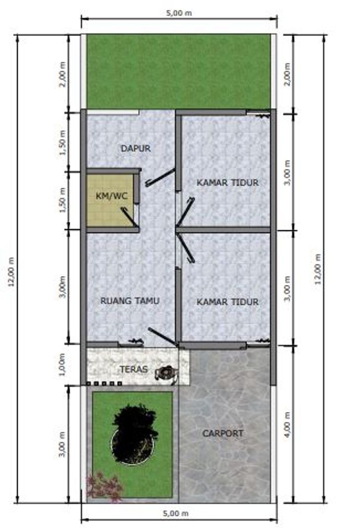 foto denah rumah tipe 30/60 perumahan Kordia Bukit Mayak ASri