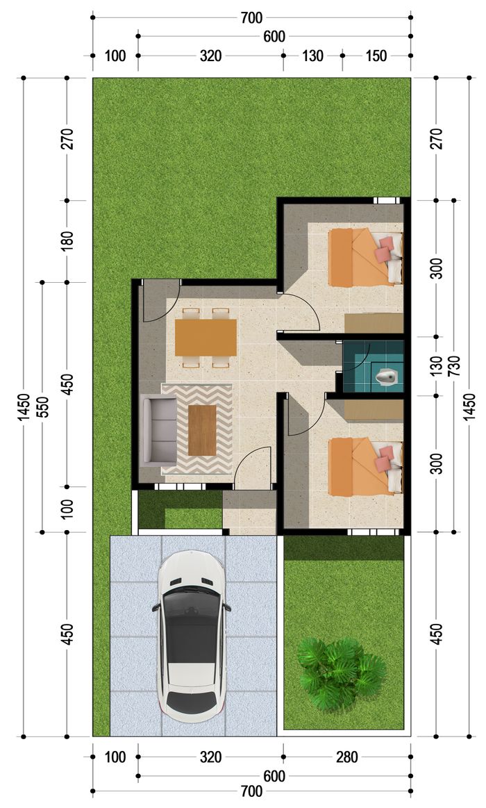 foto denah rumah tipe 36 perumahan NEW TERATAI 3 MAMBORO