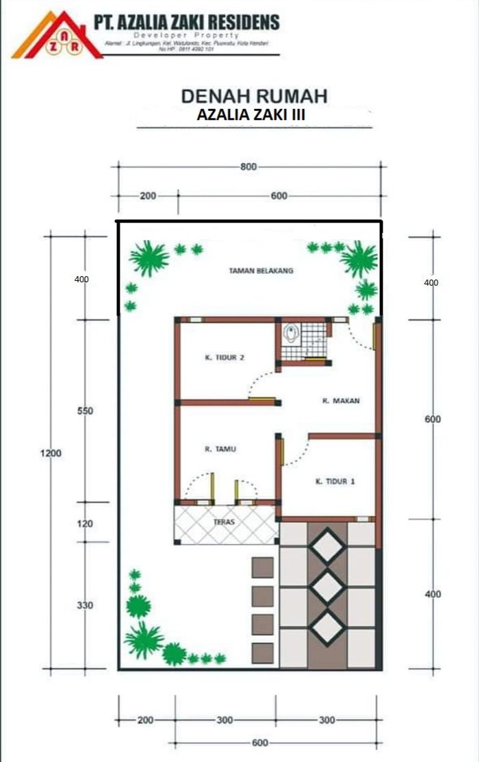 foto denah rumah tipe 36/112 perumahan PERUMAHAN AZALIA ZAKI III