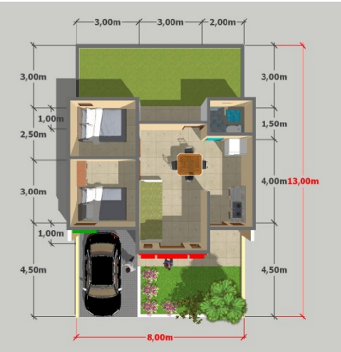 foto denah rumah tipe 45/96 perumahan Sari Bougenville Residence