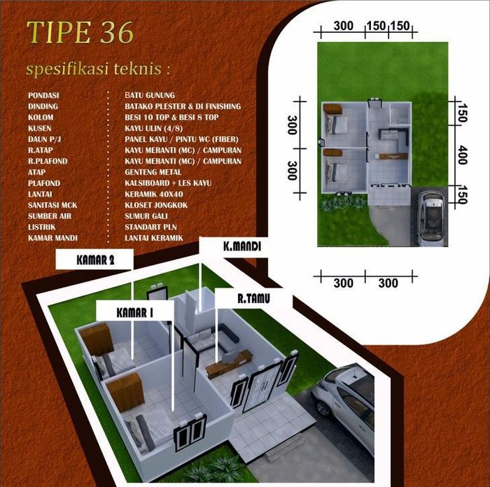 foto denah rumah tipe 36 perumahan BERKAT RIZKI PESONA 6