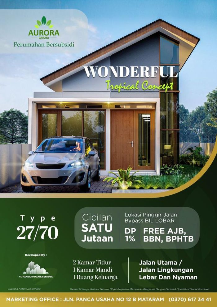 foto denah rumah tipe 27 perumahan AURORA GRAHA