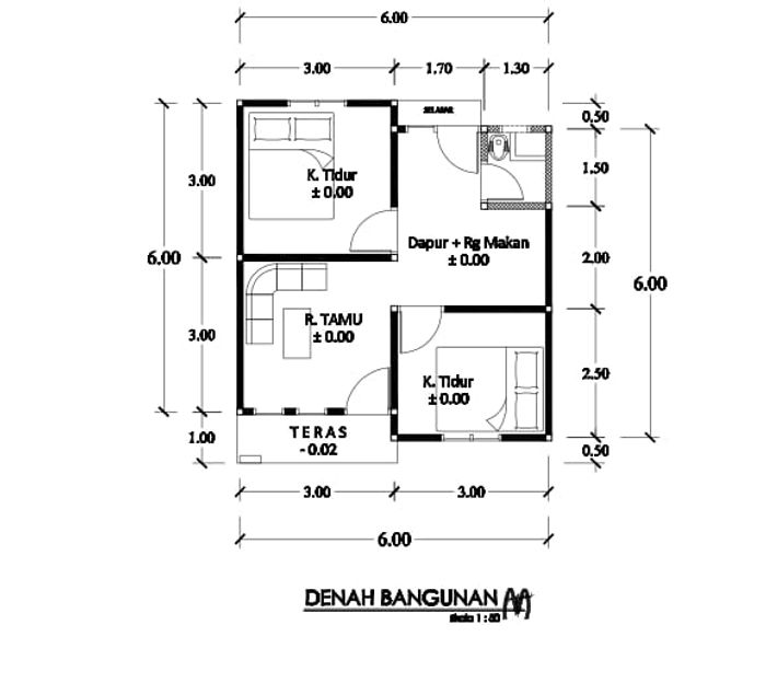 foto denah rumah tipe Subsidi 36 Luas 150 perumahan Bukit Berseri Amban New Cluster