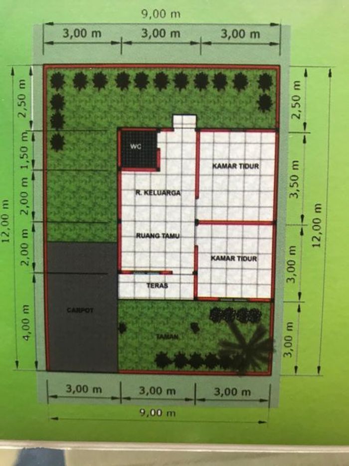 foto denah rumah tipe RHS 36 perumahan PONDOK INDAH RESIDENCE