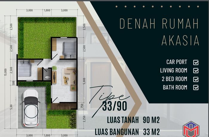 foto denah rumah tipe AKASIA perumahan ROYAL HILL RESIDENCE