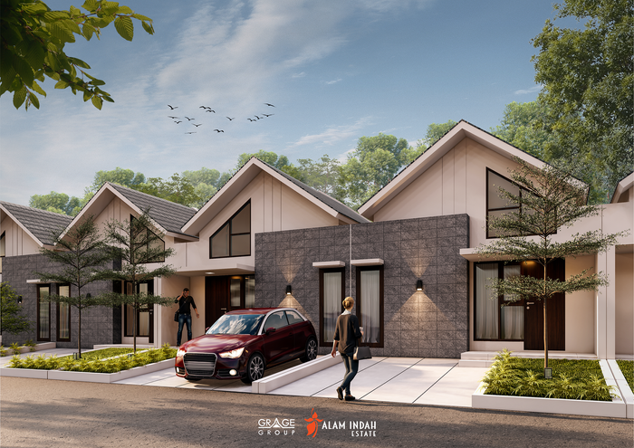 foto tampak rumah tipe Bougenville perumahan Alam Indah Estate