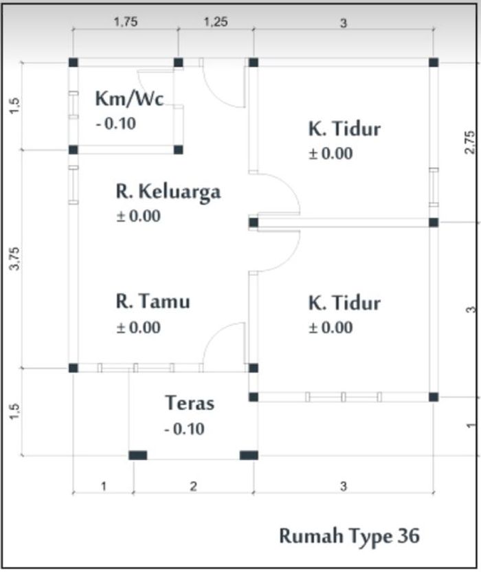 foto denah rumah tipe 36 perumahan ALAM BINUANG ASRI