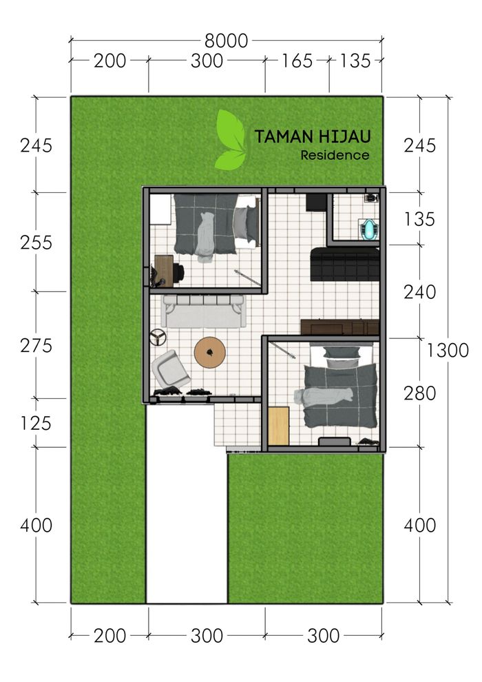 foto denah rumah tipe 36 perumahan TAMAN HIJAU RESIDENCE