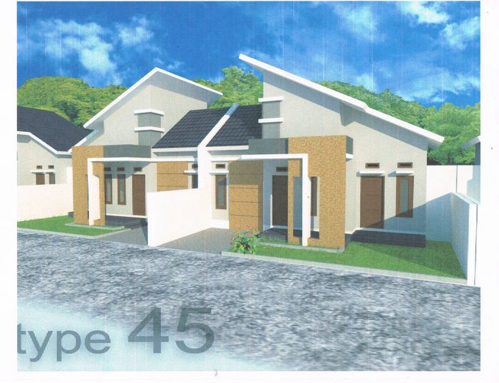 foto tampak rumah tipe 45 perumahan Megarosadela Kintap Residence