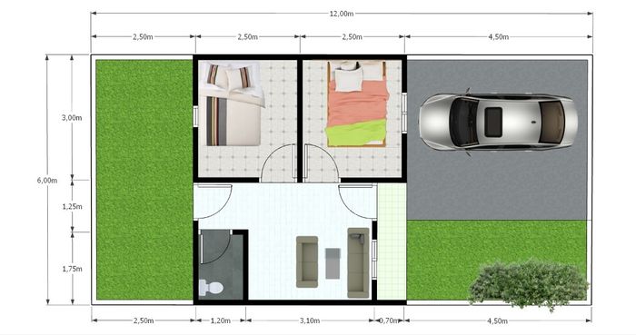 foto denah rumah tipe 30/60 perumahan GRAHA ASRI REJOSARI 5