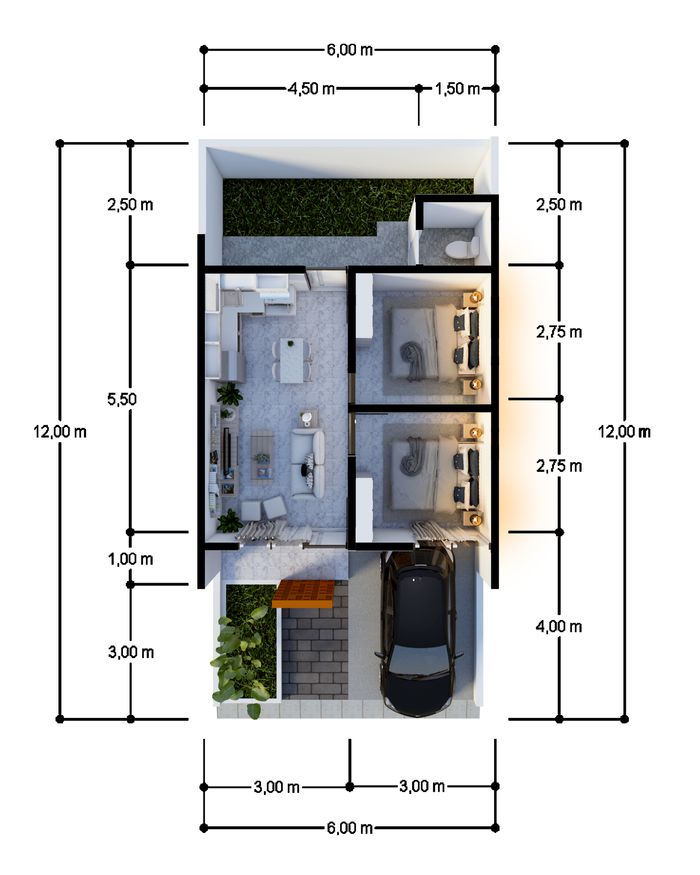 foto denah rumah tipe 36/72 perumahan CITRA RESIDENCE BULULAWANG