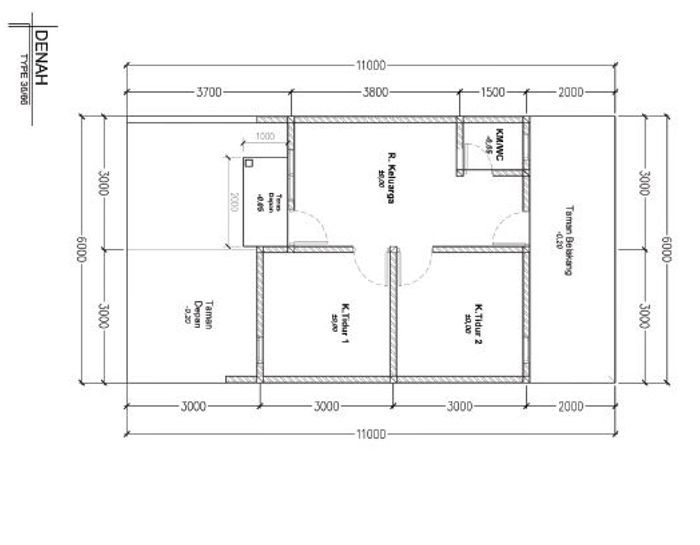 foto denah rumah tipe 36/66 perumahan GRAND SATRIA WIJAYA RESIDENCE