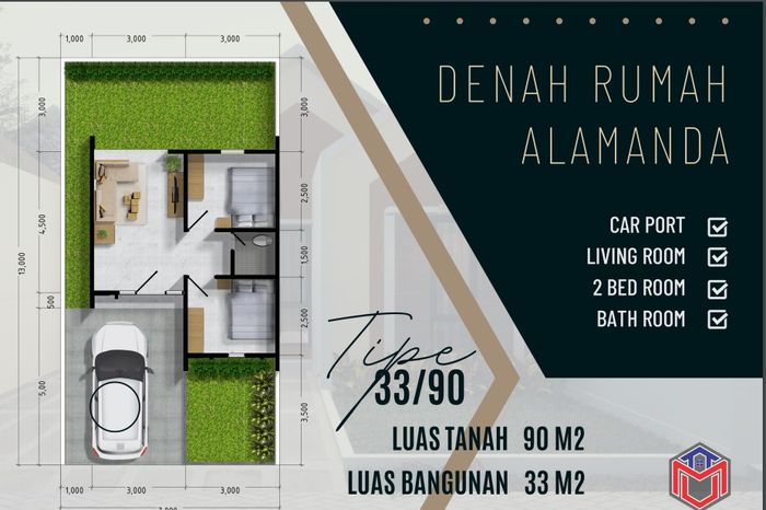 foto denah rumah tipe ALAMANDA perumahan ROYAL HILL RESIDENCE