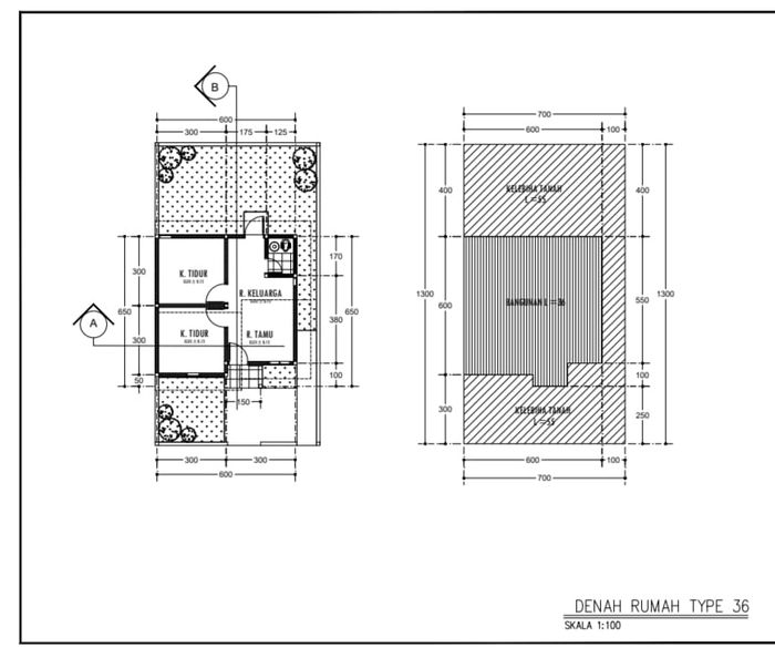 foto denah rumah tipe 36 perumahan BOUGENVILLE RESIDENCE ANAK AIR