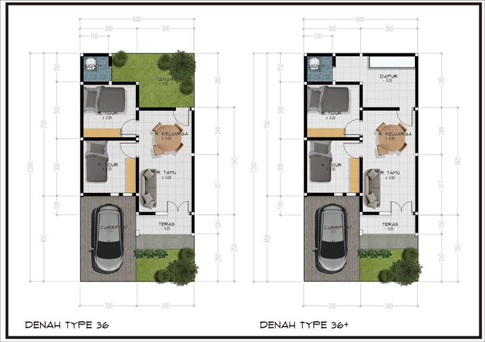 foto denah rumah tipe 36/72 perumahan Aliyah Residence
