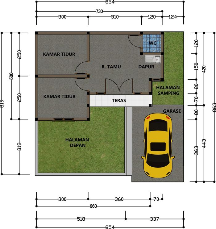 foto denah rumah tipe Tanah 92 perumahan TAMAN SARI RESIDENCE