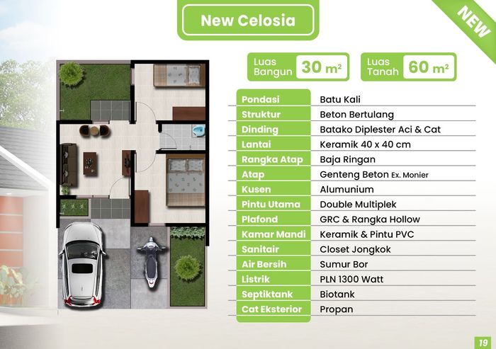 foto denah rumah tipe NEW CELOSIA perumahan BATARA PARKVIEW
