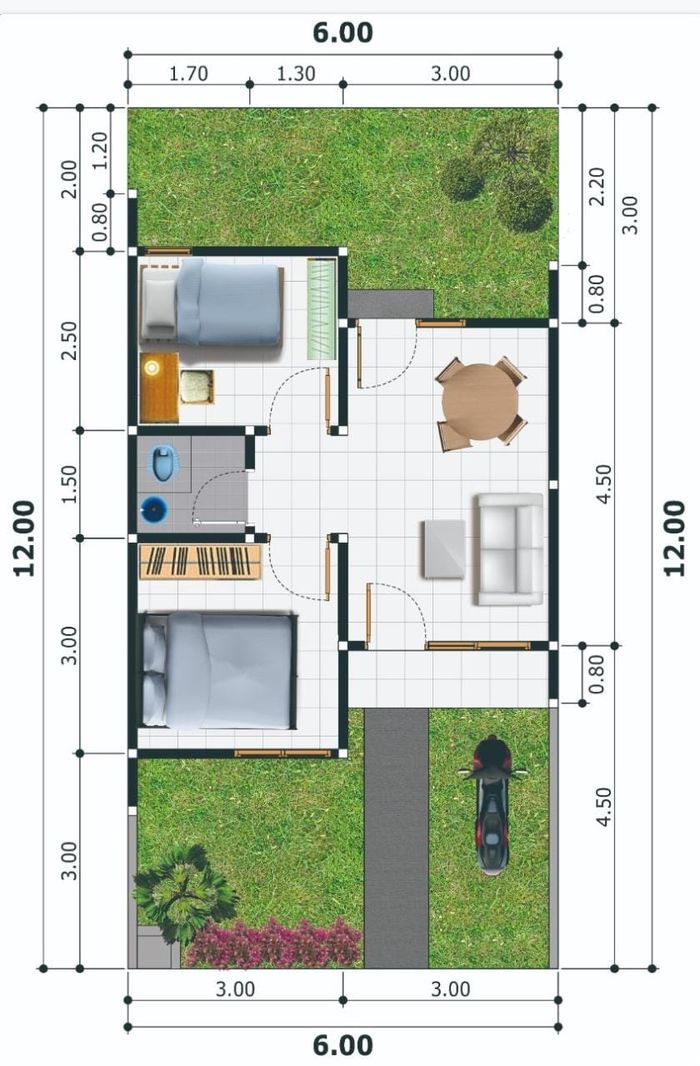 foto denah rumah tipe 36/104 perumahan Mutiara Regenci Mahulu