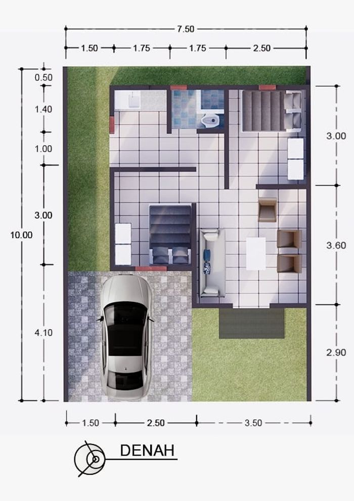 foto denah rumah tipe 36 perumahan KIRAM LAND RESIDENCE