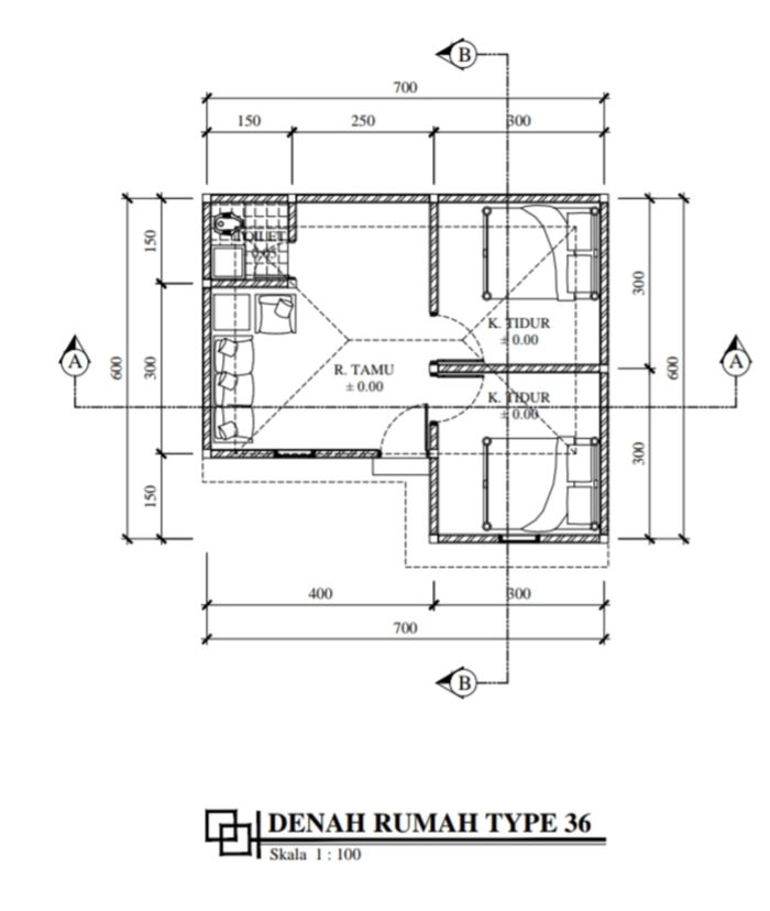foto denah rumah tipe subsidi perumahan TULIP RESIDENCE PANJI