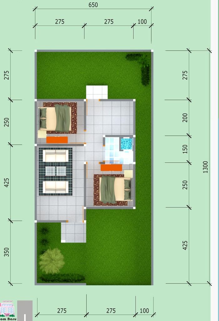 foto denah rumah tipe 36/84 perumahan Permata Serang Residence 5