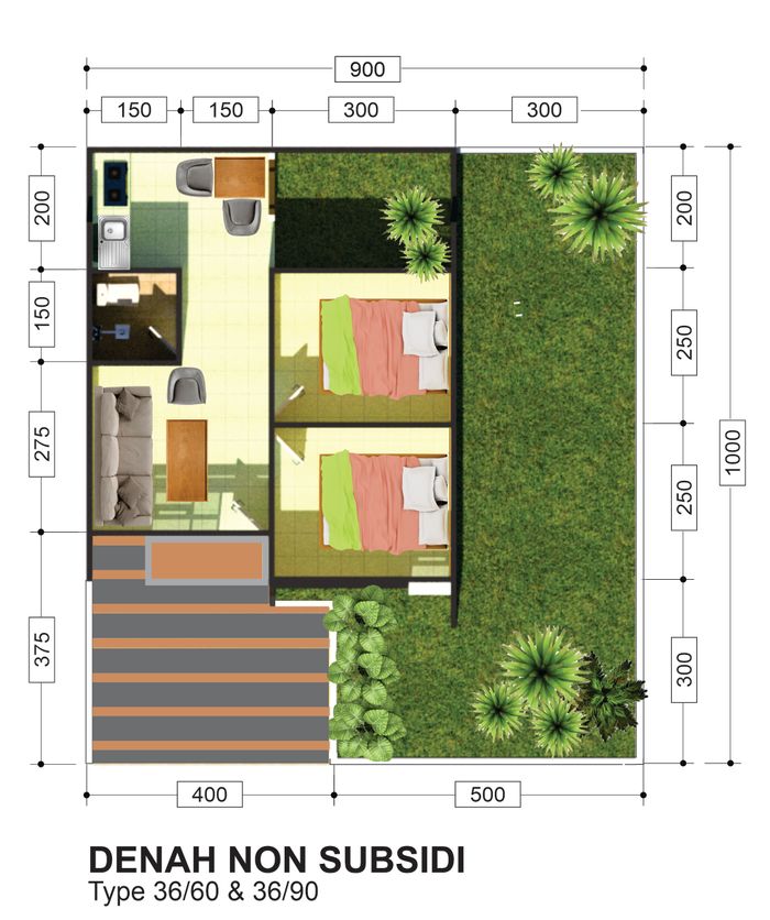 foto denah rumah tipe 36 / 60 perumahan BERKAH CARINGIN GARDEN