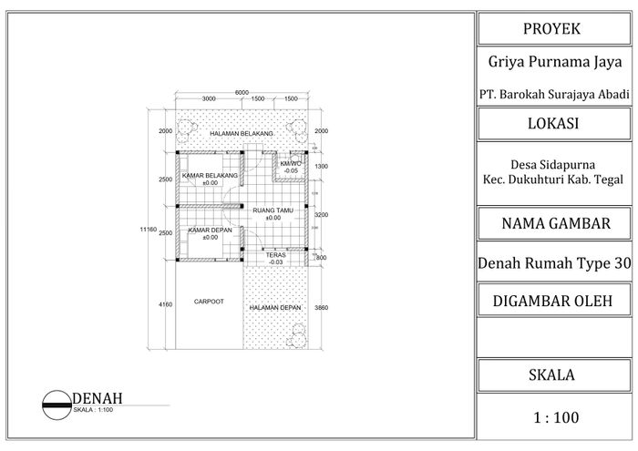foto denah rumah tipe 30/60 perumahan Perumahan purnajaya