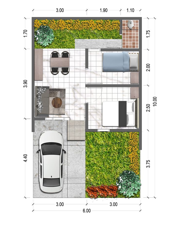 foto denah rumah tipe CLUSTER LUNARIA perumahan GRAN HARMONI CIBITUNG