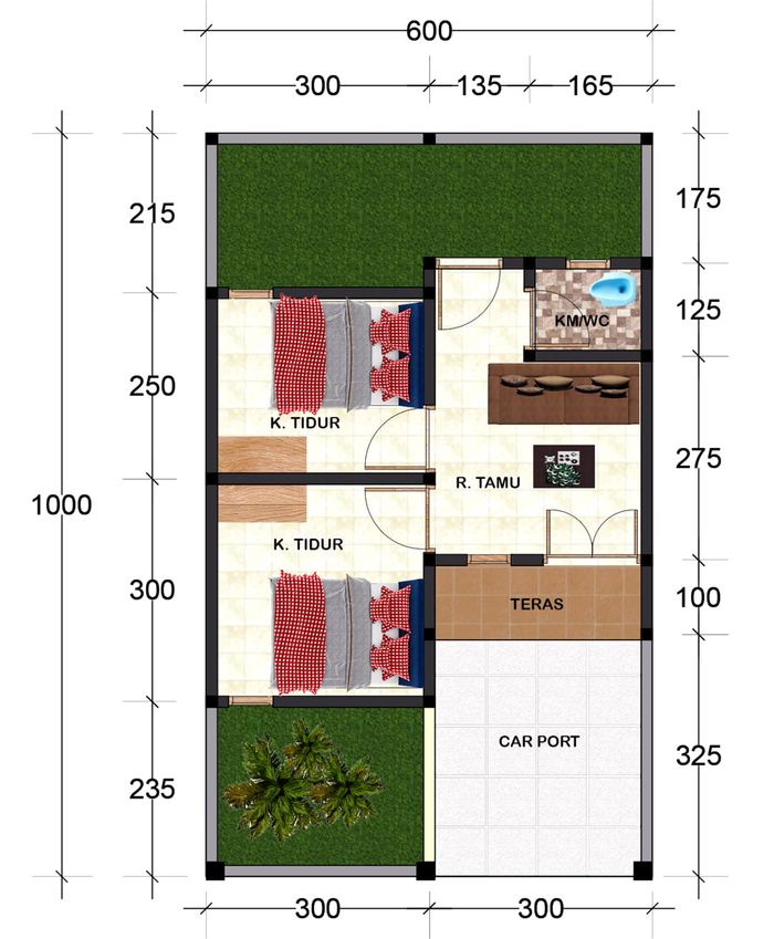 foto denah rumah tipe 30/60 perumahan SIP Kecepak
