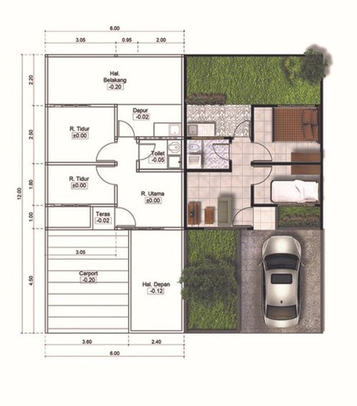 foto denah rumah tipe 25/72 (150,5) Desain Baru perumahan SANGGAR INDAH PALASTRI