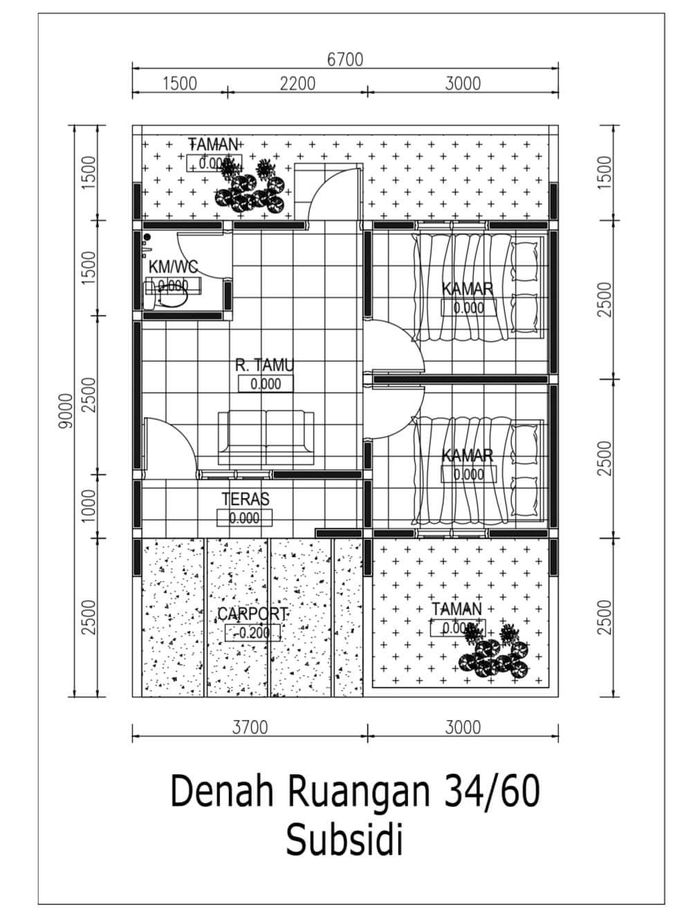 foto denah rumah tipe 34 perumahan Kembang Rubah Regency 3 at Omah Guworejo Asri