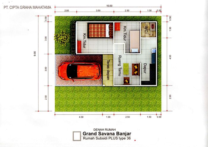 foto denah rumah tipe Subsidi Plus perumahan Grand Savana Banjar
